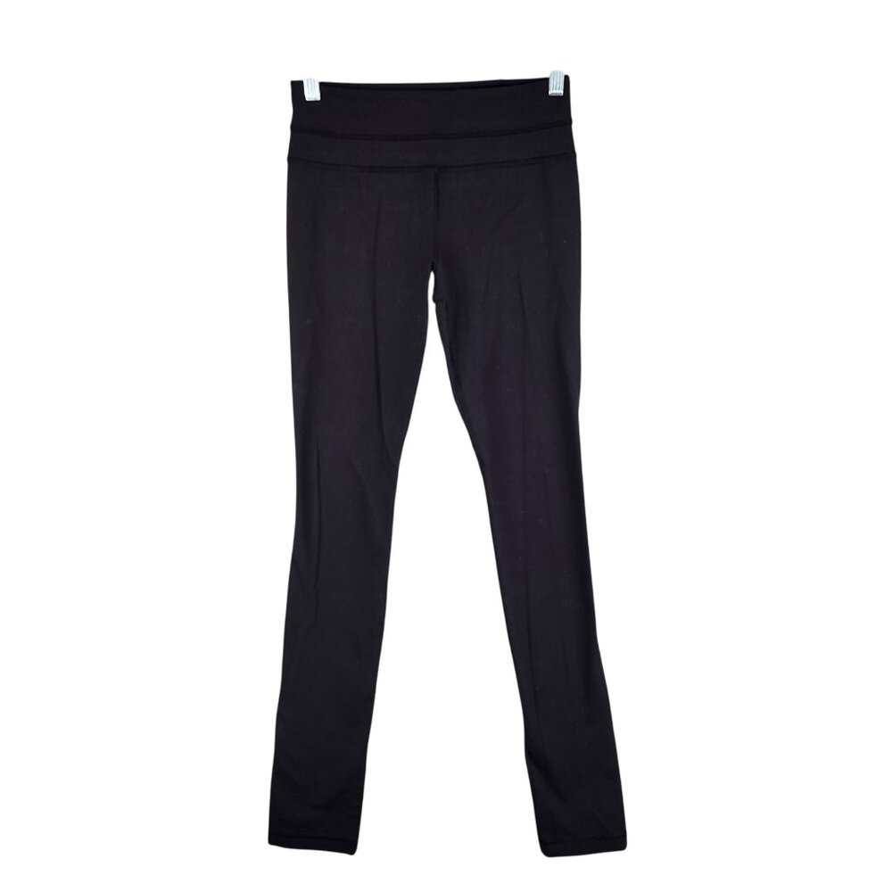 Womens Black Lululemon Leggings High Rise Full Length Activewear Pants Size 4